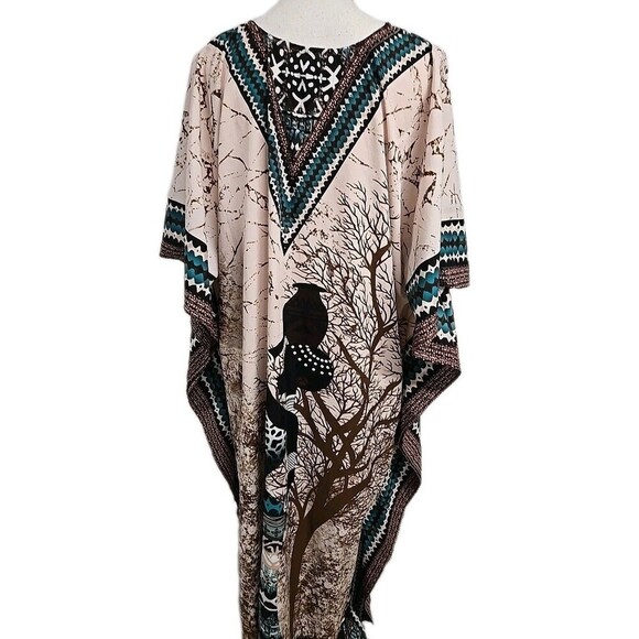 Lapogee Goddess Long Maxi Kaftan Dress Women's One Size Brown Green Pink - Picture 3 of 7